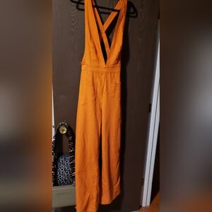 Sincerely Jules Bold Orange Cross-Back Jumpsuit